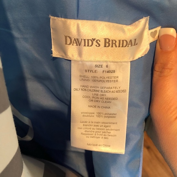 David's Bridal F14025 Blue Spaghetti Straps A Line - Picture 6 of 6